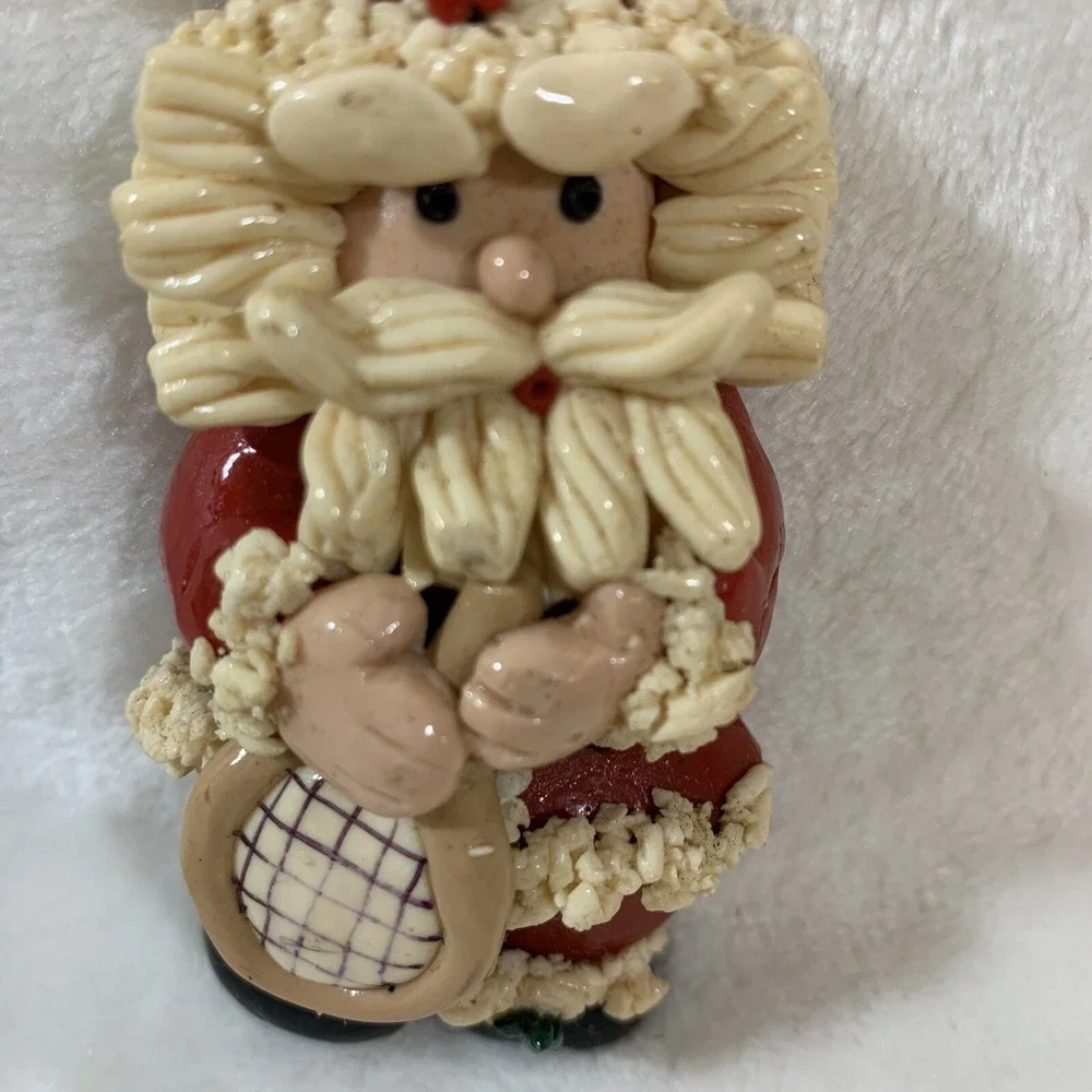 Vintage Glazed Dough Type Christmas Ornament Spaghetti Beard Tennis Player Santa